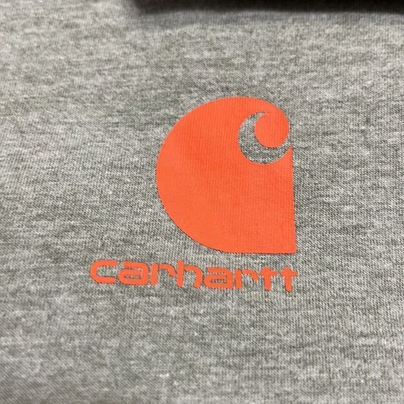 Carhartt Gray Orange Logo Long Sleeve T Shirt Women's Large EUC - Picture 3 of 8